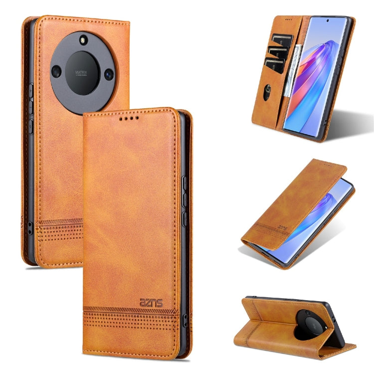 Custodia per telefono in pelle con texture di vitello magnetica AZNS, For vivo Y02s 4G/Y16 4G, For Honor X40