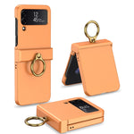 Custodia per telefono a copertura totale con cerniera ultrasottile GKK con supporto ad anello, For Samsung Galaxy Z Flip4