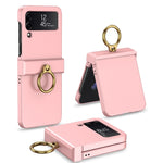 Custodia per telefono a copertura totale con cerniera ultrasottile GKK con supporto ad anello, For Samsung Galaxy Z Flip4