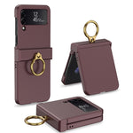 Custodia per telefono a copertura totale con cerniera ultrasottile GKK con supporto ad anello, For Samsung Galaxy Z Flip4
