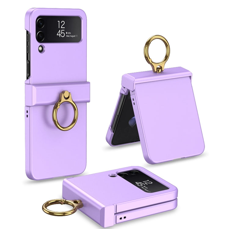 Custodia per telefono a copertura totale con cerniera ultrasottile GKK con supporto ad anello, For Samsung Galaxy Z Flip4