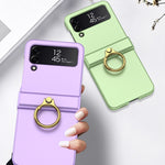 Custodia per telefono a copertura totale con cerniera ultrasottile GKK con supporto ad anello, For Samsung Galaxy Z Flip4