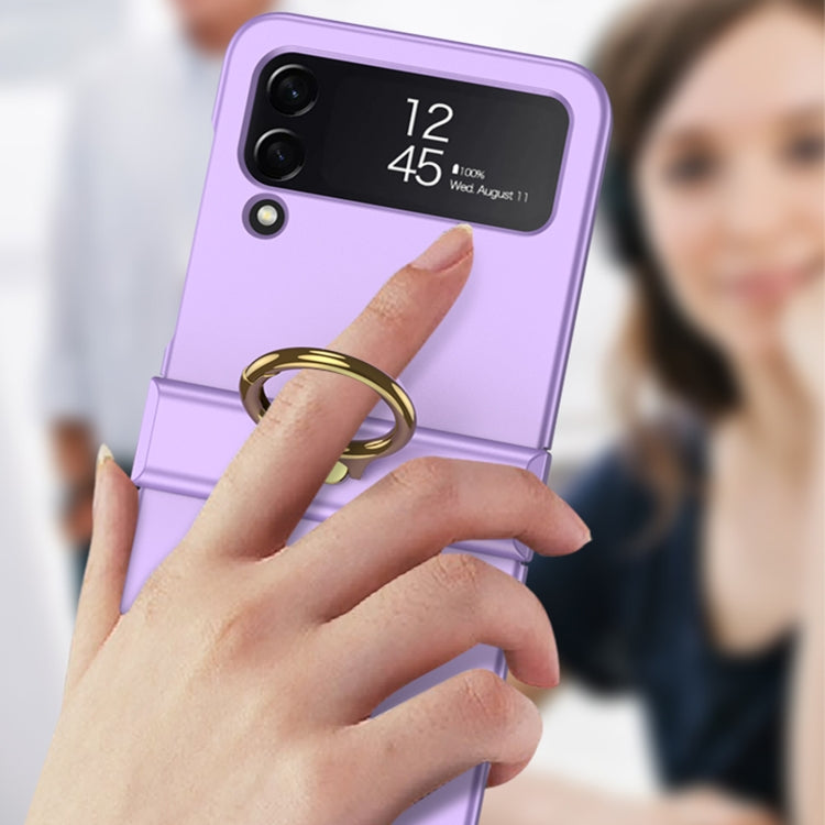 Custodia per telefono a copertura totale con cerniera ultrasottile GKK con supporto ad anello, For Samsung Galaxy Z Flip4