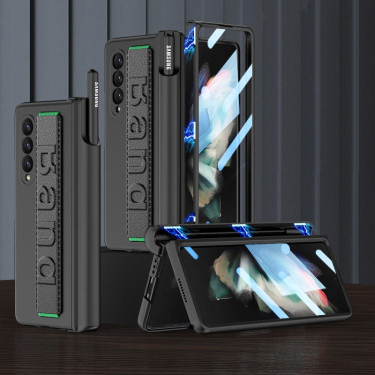 Custodia per telefono antiurto con cerniera pieghevole magnetica GKK con cinturino da polso, For Samsung Galaxy Z Fold3 5G