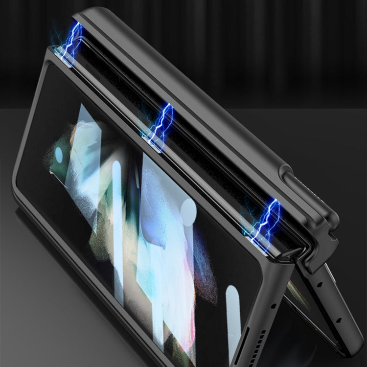 Custodia per telefono antiurto con cerniera pieghevole magnetica GKK con cinturino da polso, For Samsung Galaxy Z Fold3 5G
