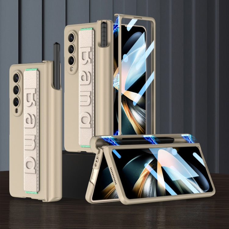 Custodia per telefono antiurto con cerniera pieghevole magnetica GKK con cinturino da polso, For Samsung Galaxy Z Fold4