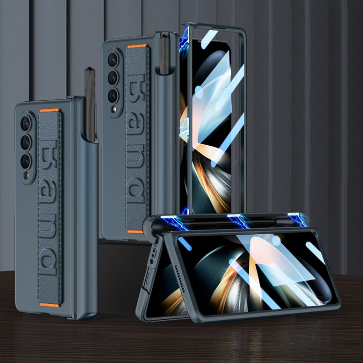 Custodia per telefono antiurto con cerniera pieghevole magnetica GKK con cinturino da polso, For Samsung Galaxy Z Fold4
