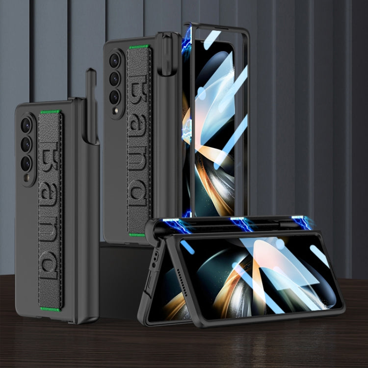 Custodia per telefono antiurto con cerniera pieghevole magnetica GKK con cinturino da polso, For Samsung Galaxy Z Fold4