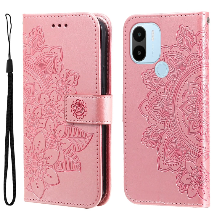 Custodia per telefono in pelle goffrata con fiori a 7 petali, For Xiaomi Redmi A1+, For Xiaomi Redmi 11 Prime 4G, For Xiaomi Redmi Note 12 China, For Xiaomi Redmi Note 12 Pro 5G China