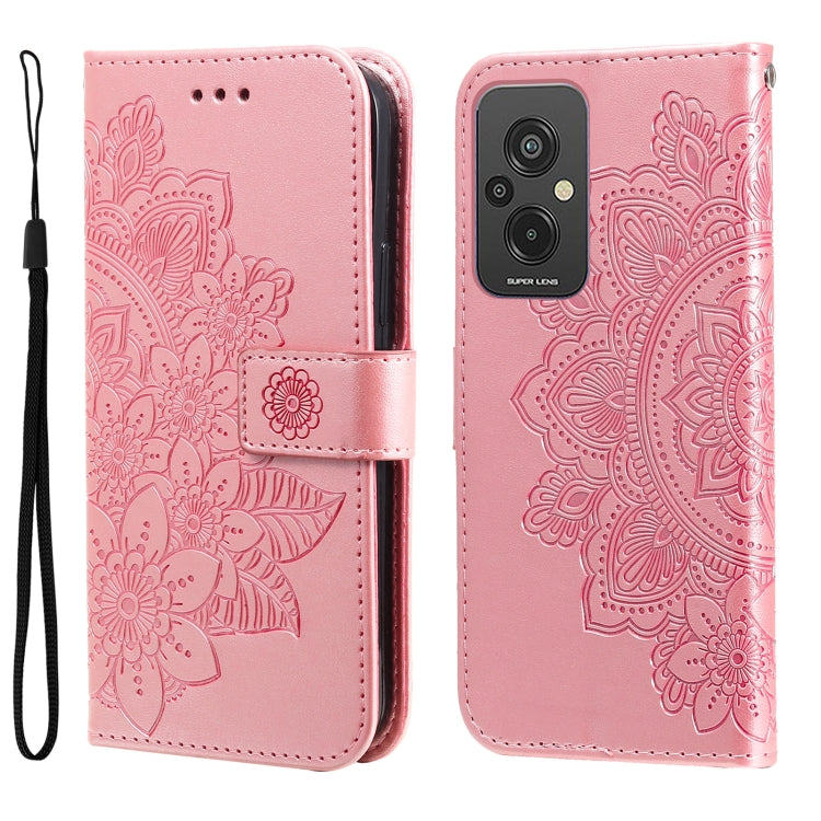 Custodia per telefono in pelle goffrata con fiori a 7 petali, For Xiaomi Redmi A1+, For Xiaomi Redmi 11 Prime 4G, For Xiaomi Redmi Note 12 China, For Xiaomi Redmi Note 12 Pro 5G China