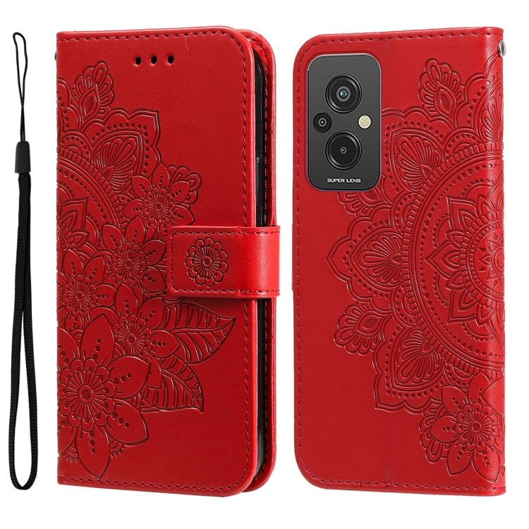 Custodia per telefono in pelle goffrata con fiori a 7 petali, For Xiaomi Redmi A1+, For Xiaomi Redmi 11 Prime 4G, For Xiaomi Redmi Note 12 China, For Xiaomi Redmi Note 12 Pro 5G China