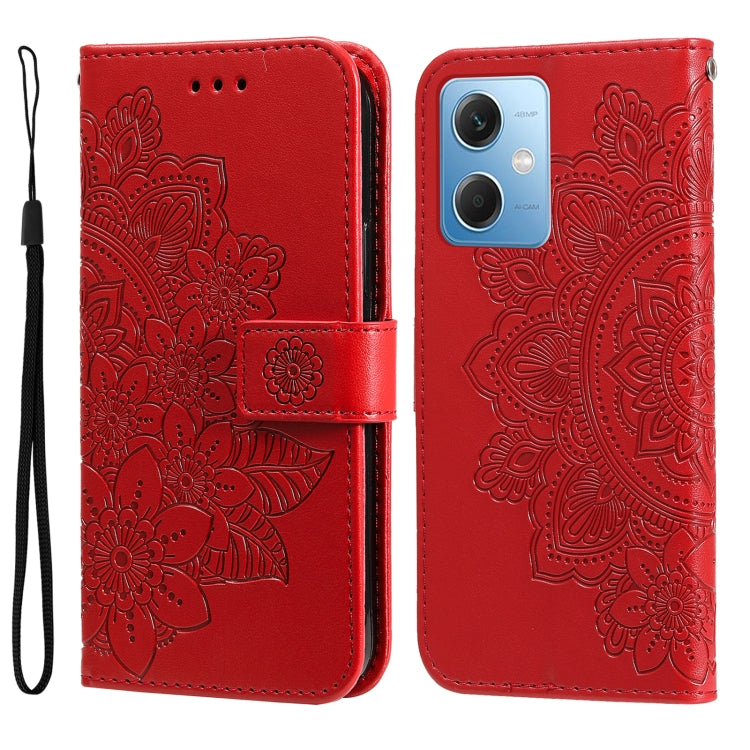 Custodia per telefono in pelle goffrata con fiori a 7 petali, For Xiaomi Redmi A1+, For Xiaomi Redmi 11 Prime 4G, For Xiaomi Redmi Note 12 China, For Xiaomi Redmi Note 12 Pro 5G China