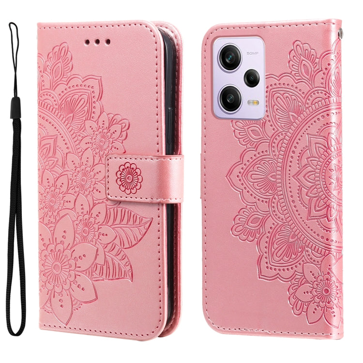 Custodia per telefono in pelle goffrata con fiori a 7 petali, For Xiaomi Redmi A1+, For Xiaomi Redmi 11 Prime 4G, For Xiaomi Redmi Note 12 China, For Xiaomi Redmi Note 12 Pro 5G China
