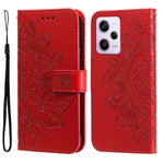 Custodia per telefono in pelle goffrata con fiori a 7 petali, For Xiaomi Redmi A1+, For Xiaomi Redmi 11 Prime 4G, For Xiaomi Redmi Note 12 China, For Xiaomi Redmi Note 12 Pro 5G China
