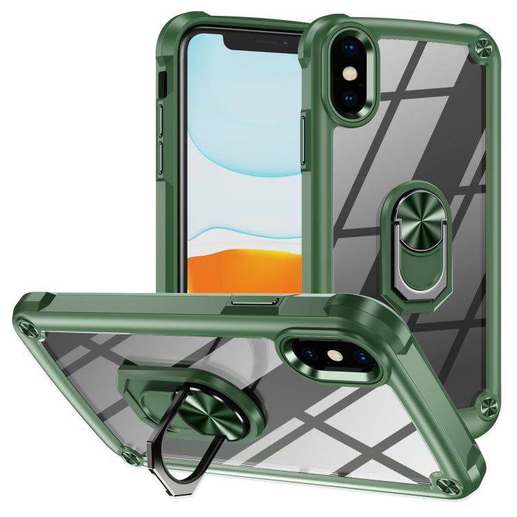 Custodia per telefono con protezione dell'obiettivo in TPU + PC con supporto per anello, For iPhone 11, For iPhone 11 Pro, For iPhone 11 Pro Max, For iPhone XS / X