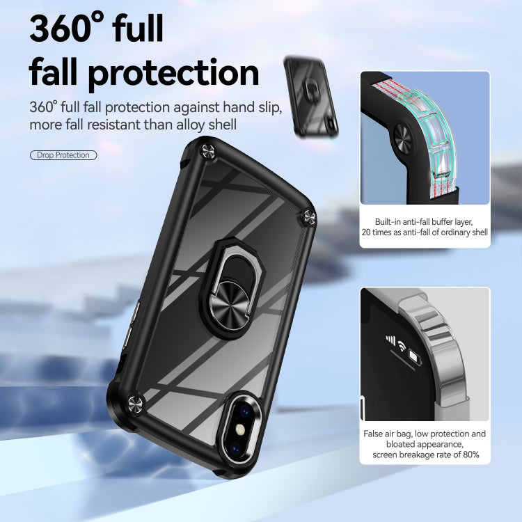 Custodia per telefono con protezione dell'obiettivo in TPU + PC con supporto per anello, For iPhone XS Max, For iPhone XR, For iPhone 12 / 12 Pro, For iPhone 12 Pro Max