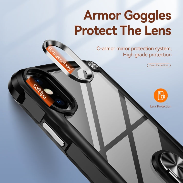 Custodia per telefono con protezione dell'obiettivo in TPU + PC con supporto per anello, For iPhone XS Max, For iPhone XR, For iPhone 12 / 12 Pro, For iPhone 12 Pro Max