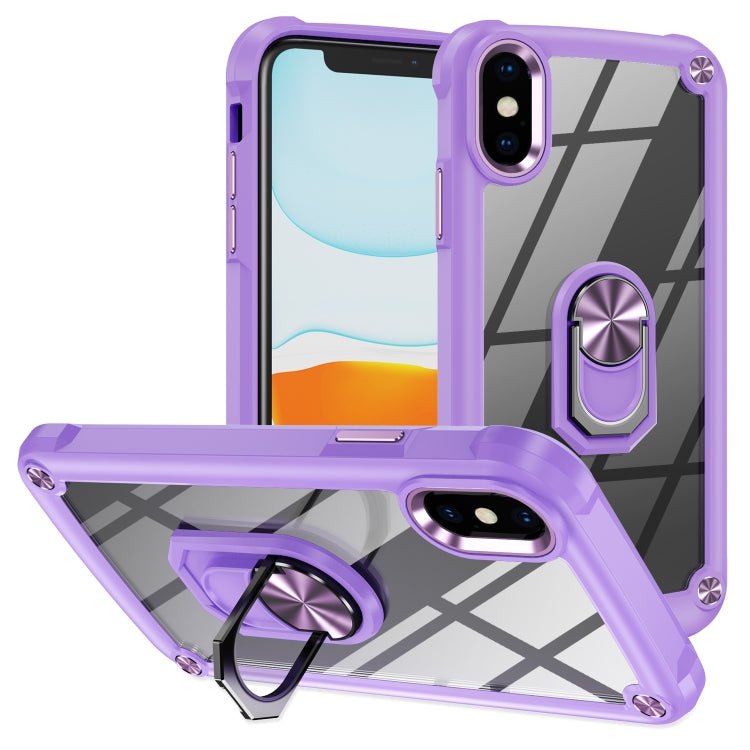 Custodia per telefono con protezione dell'obiettivo in TPU + PC con supporto per anello, For iPhone XS Max, For iPhone XR, For iPhone 12 / 12 Pro, For iPhone 12 Pro Max