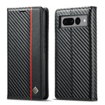 Custodia in pelle PU + TPU in fibra di carbonio LC.IMEEKE, For Google Pixel 7 Pro