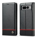 Custodia in pelle PU + TPU in fibra di carbonio LC.IMEEKE, For Google Pixel 7 Pro