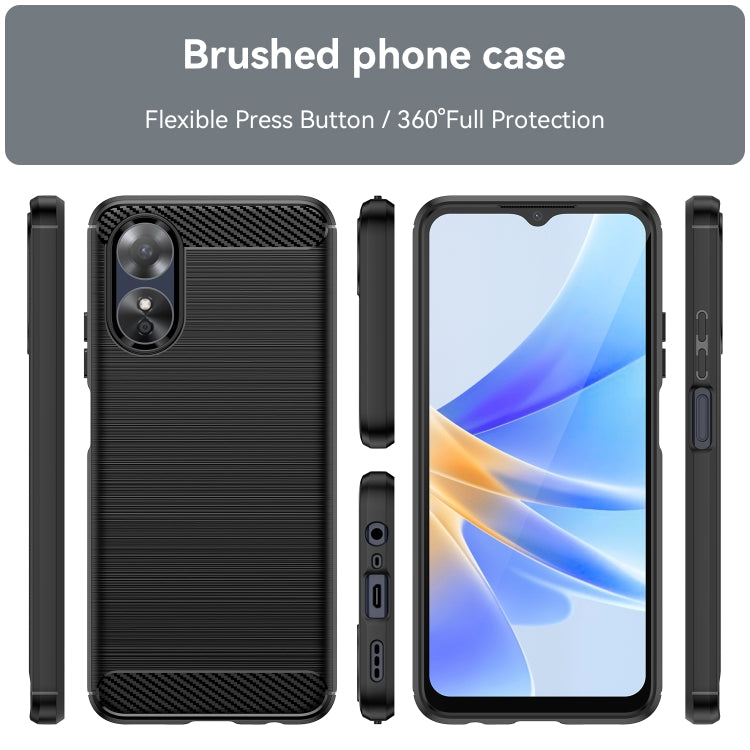 Custodia per telefono TPU in fibra di carbonio con trama spazzolata, For OPPO A17, For OPPO A17k