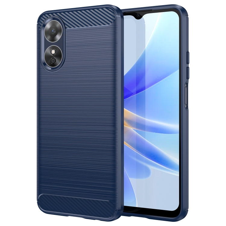 Custodia per telefono TPU in fibra di carbonio con trama spazzolata, For OPPO A17, For OPPO A17k