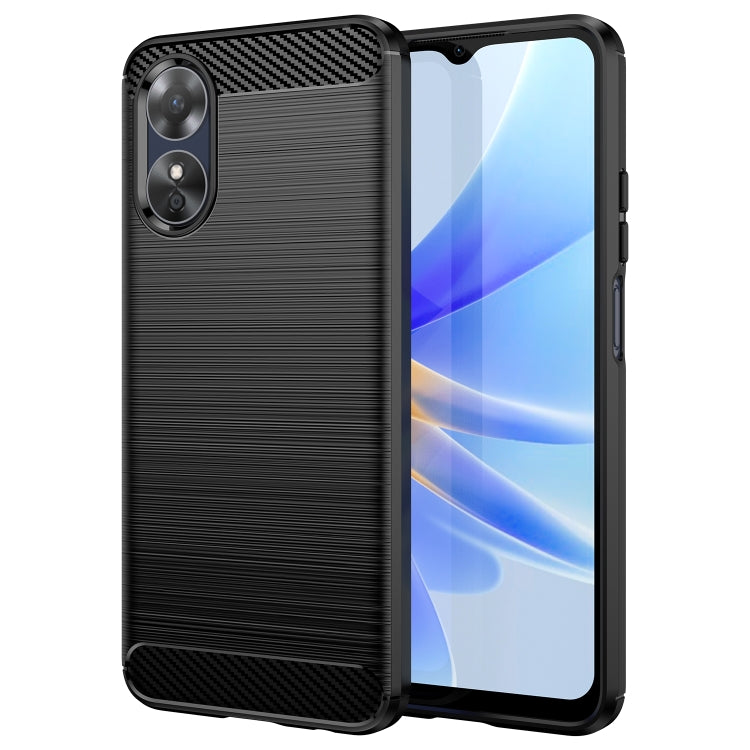 Custodia per telefono TPU in fibra di carbonio con trama spazzolata, For OPPO A17, For OPPO A17k