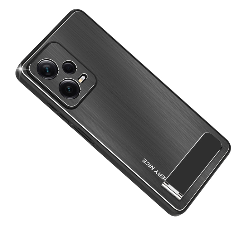 Custodia per telefono antiurto in metallo spazzolato con supporto, For Xiaomi Redmi Note 12 Pro+ China, For Xiaomi Redmi Note 12 Pro 5G China, For Xiaomi Redmi Note 12 China