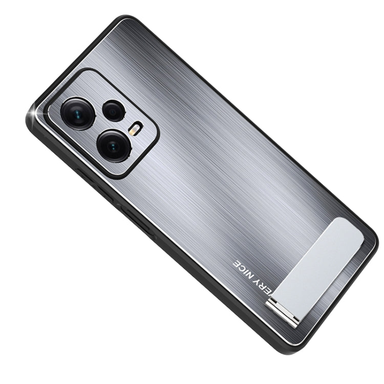 Custodia per telefono antiurto in metallo spazzolato con supporto, For Xiaomi Redmi Note 12 Pro+ China, For Xiaomi Redmi Note 12 Pro 5G China, For Xiaomi Redmi Note 12 China