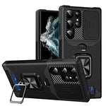 Custodia per telefono scorrevole Camshield con supporto per anello e slot per schede, For Samsung Galaxy S23 5G, For Samsung Galaxy S23+ 5G, For Samsung Galaxy S23 Ultra 5G