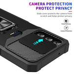 Custodia per telefono scorrevole Camshield con supporto per anello e slot per schede, For Samsung Galaxy A14 5G