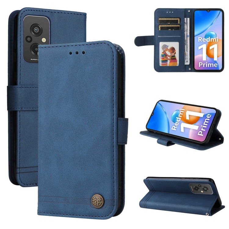Custodia per telefono in pelle con bottone in metallo con albero della vita Skin Feel, For Xiaomi Redmi A1+, For Xiaomi Redmi 11 Prime 4G, For Xiaomi Redmi Note 12 China, For Xiaomi Redmi Note 12 Pro 5G China