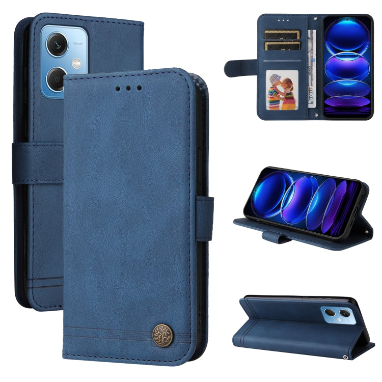 Custodia per telefono in pelle con bottone in metallo con albero della vita Skin Feel, For Xiaomi Redmi A1+, For Xiaomi Redmi 11 Prime 4G, For Xiaomi Redmi Note 12 China, For Xiaomi Redmi Note 12 Pro 5G China