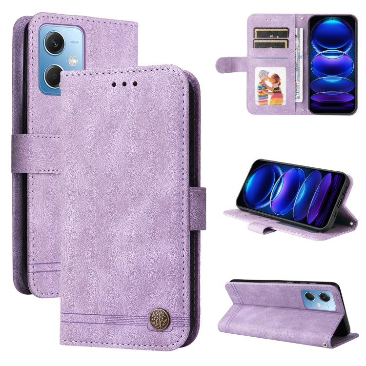 Custodia per telefono in pelle con bottone in metallo con albero della vita Skin Feel, For Xiaomi Redmi A1+, For Xiaomi Redmi 11 Prime 4G, For Xiaomi Redmi Note 12 China, For Xiaomi Redmi Note 12 Pro 5G China