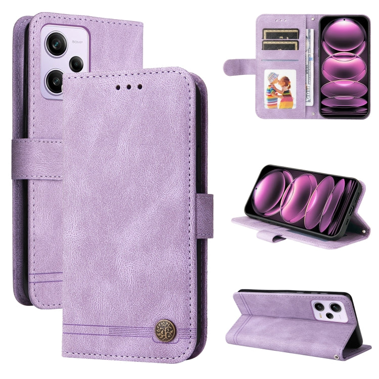 Custodia per telefono in pelle con bottone in metallo con albero della vita Skin Feel, For Xiaomi Redmi A1+, For Xiaomi Redmi 11 Prime 4G, For Xiaomi Redmi Note 12 China, For Xiaomi Redmi Note 12 Pro 5G China