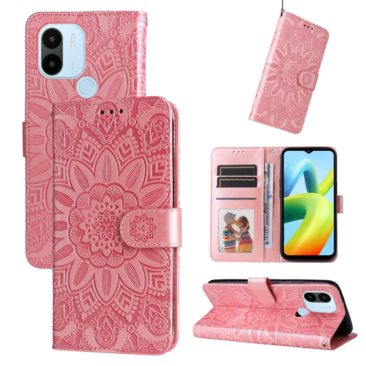 Custodia per telefono in pelle di girasole goffrata, For Xiaomi Redmi A1+, For Xiaomi Redmi 11 Prime 4G, For Xiaomi Redmi Note 12 China, For Xiaomi Redmi Note 12 Pro 5G China