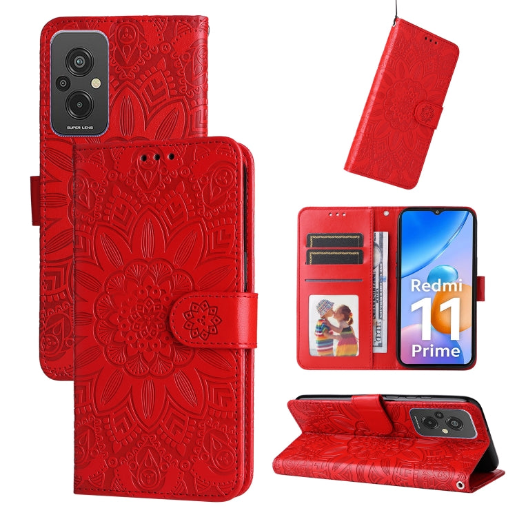 Custodia per telefono in pelle di girasole goffrata, For Xiaomi Redmi A1+, For Xiaomi Redmi 11 Prime 4G, For Xiaomi Redmi Note 12 China, For Xiaomi Redmi Note 12 Pro 5G China