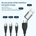 ADC-008 100W USB/Tipo-C a Tipo-C + 8 pin + Micro USB Due o tre Cavo dati di ricarica rapida completamente compatibile, 1.2m, 2m