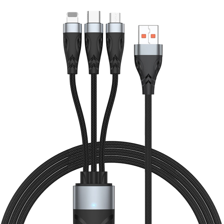 ADC-008 66W USB a USB-C/Type-C + 8 Pin + Micro USB 3 in 1 Cavo dati di ricarica rapida completamente compatibile, 1.2m, 2m