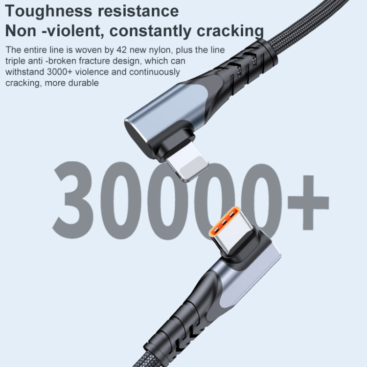 ADC-009 Cavo dati a doppio gomito da USB-C/tipo-C a 8 pin da 20 W, 0.4m, 1m, 2m