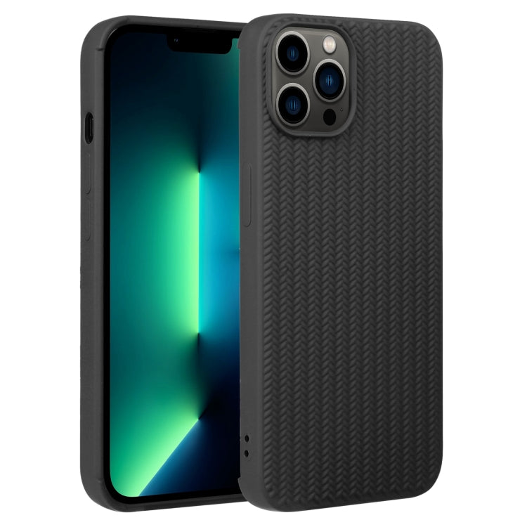 Custodia per telefono in silicone con trama intrecciata, For iPhone 13 Pro Max, For iPhone 12