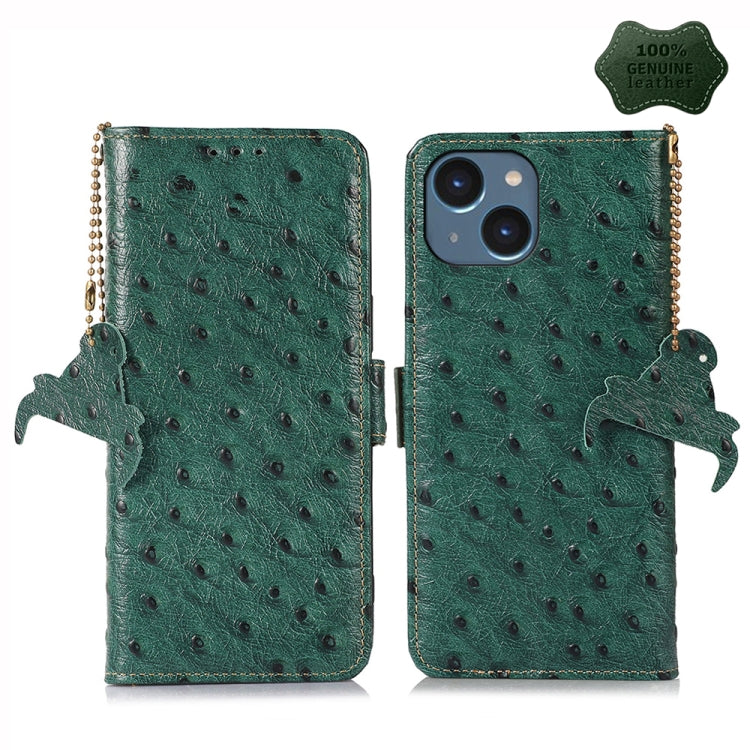 Custodia per telefono RFID in vera pelle con motivo di struzzo, For iPhone 15 Pro Max, For iPhone 15 Pro, For iPhone 15 Plus, For iPhone 15, For iPhone 14 Plus, For iPhone 14
