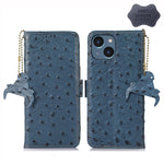 Custodia per telefono RFID in vera pelle con motivo di struzzo, For iPhone 15 Pro Max, For iPhone 15 Pro, For iPhone 15 Plus, For iPhone 15, For iPhone 14 Plus, For iPhone 14
