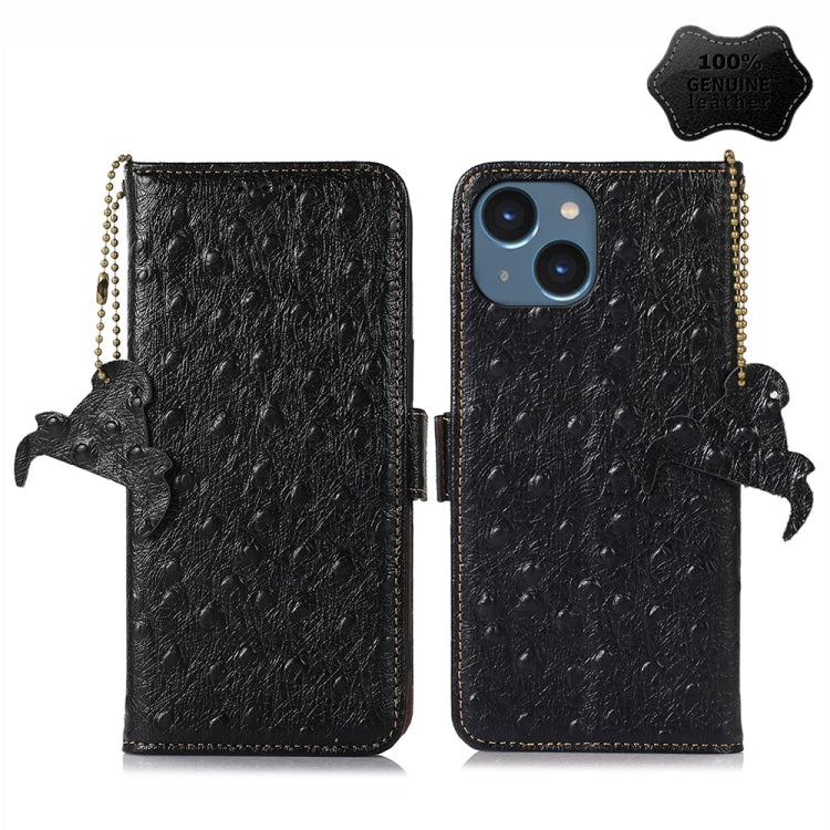 Custodia per telefono RFID in vera pelle con motivo di struzzo, For iPhone 15 Pro Max, For iPhone 15 Pro, For iPhone 15 Plus, For iPhone 15, For iPhone 14 Plus, For iPhone 14