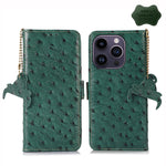 Custodia per telefono RFID in vera pelle con motivo di struzzo, For iPhone 14 Pro, For iPhone 14 Pro Max