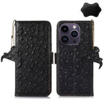 Custodia per telefono RFID in vera pelle con motivo di struzzo, For iPhone 15 Pro Max, For iPhone 15 Pro, For iPhone 15 Plus, For iPhone 15, For iPhone 14 Plus, For iPhone 14