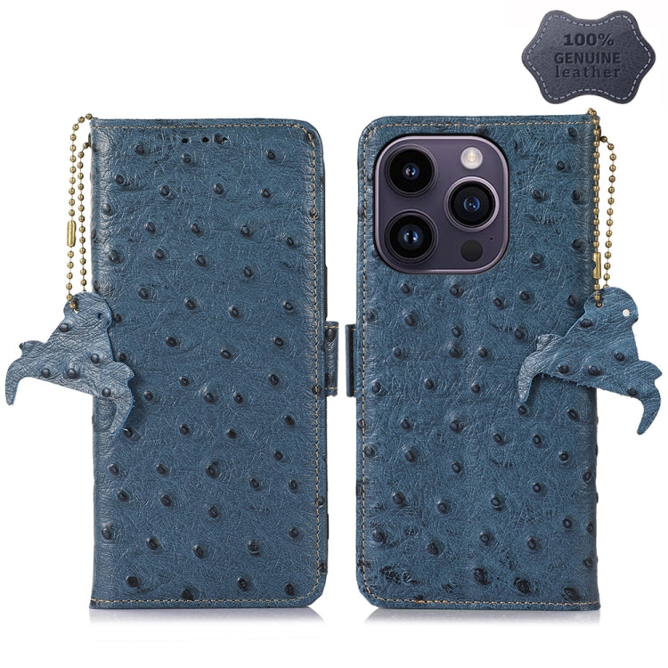 Custodia per telefono RFID in vera pelle con motivo di struzzo, For iPhone 15 Pro Max, For iPhone 15 Pro, For iPhone 15 Plus, For iPhone 15, For iPhone 14 Plus, For iPhone 14