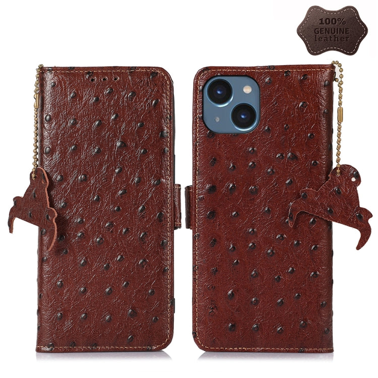Custodia per telefono RFID in vera pelle con motivo di struzzo, For iPhone 15 Pro Max, For iPhone 15 Pro, For iPhone 15 Plus, For iPhone 15, For iPhone 14 Plus, For iPhone 14