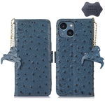 Custodia per telefono RFID in vera pelle con motivo di struzzo, For iPhone 15 Pro Max, For iPhone 15 Pro, For iPhone 15 Plus, For iPhone 15, For iPhone 14 Plus, For iPhone 14