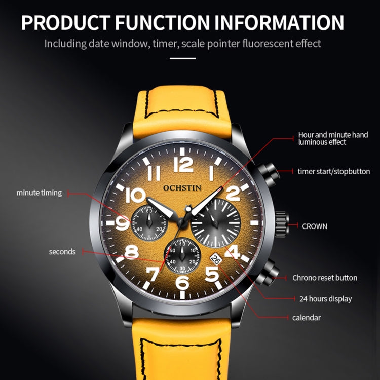 Orologio da uomo al quarzo luminoso impermeabile in pelle moda Ochstin 6042C